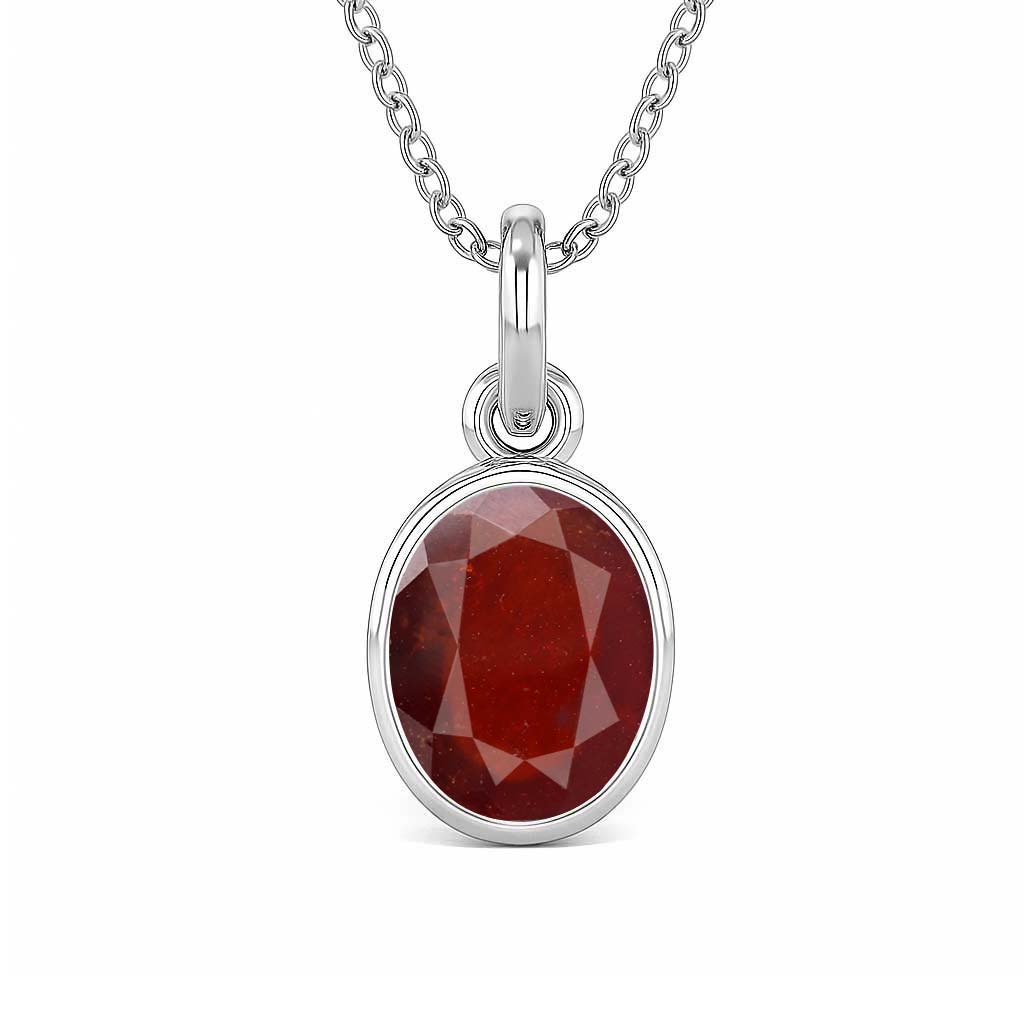 Pure Sterling Silver Hessonite Garnet Stone Pendant