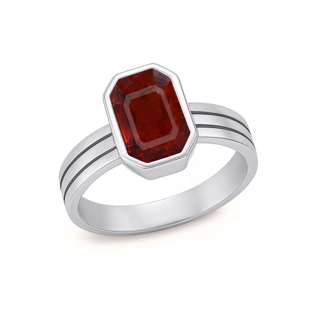 Authentic 925 Sterling Silver Hessonite Garnet Stone Ring for Women