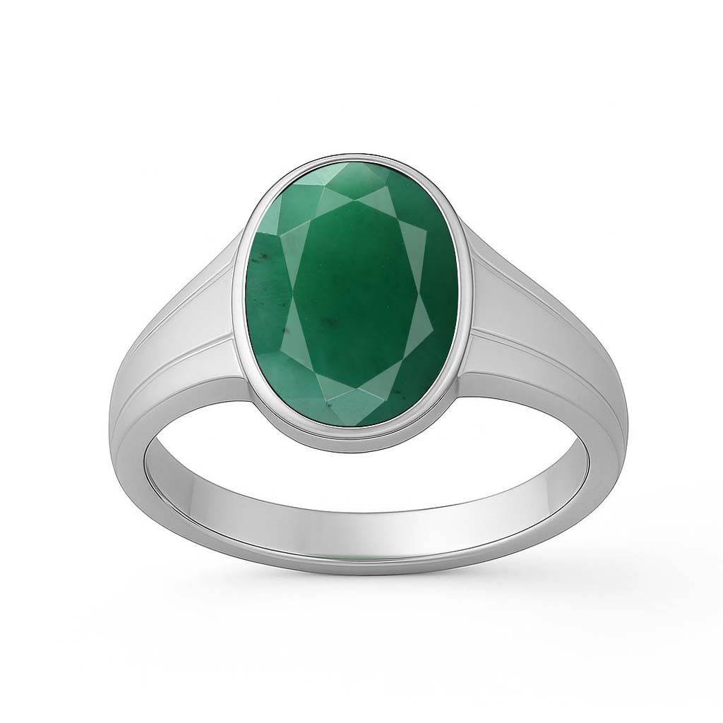 Elegant Craft 925 Silver Emerald Gemstone Ring for Ladies