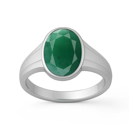 Elegant Craft 925 Silver Emerald Gemstone Ring for Ladies