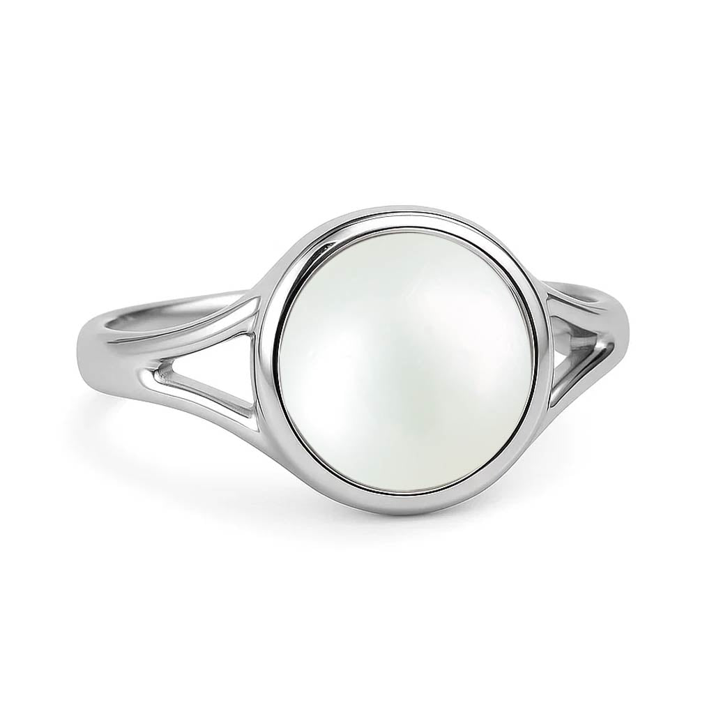 Authentic Handcrafted Sterling Silver Pearl Stone Ring for Men