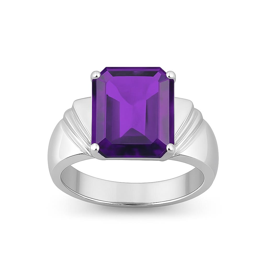 Premium Sterling Silver Amethyst Ring for Him