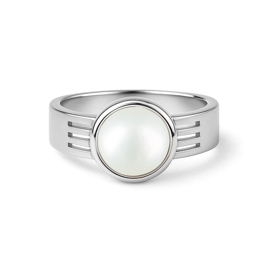 Luxury Sterling Silver Natural Pearl Ring for Men