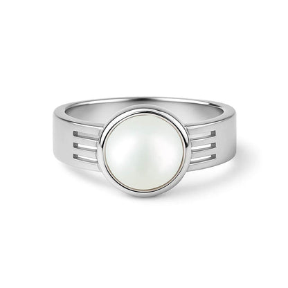 Luxury Sterling Silver Natural Pearl Ring for Men
