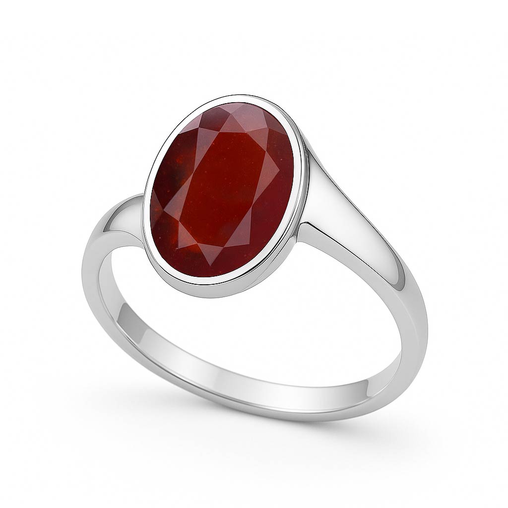 Stylish 925 Sterling Silver Hessonite Garnet Gemstone Ring for Women