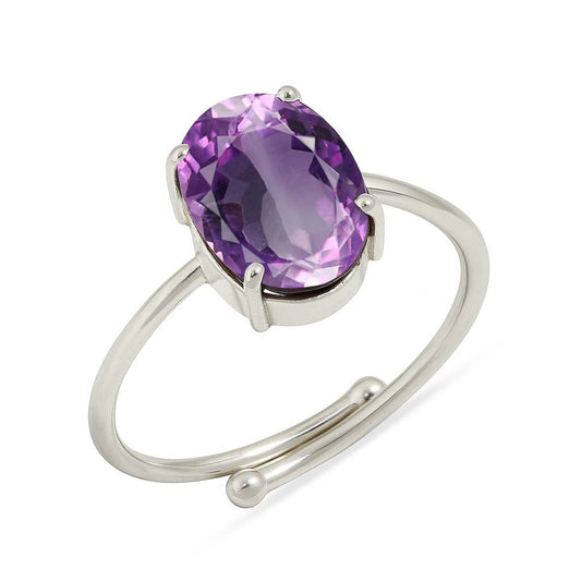 Authentic 925 Sterling Silver Amethyst Stone Ring for Women
