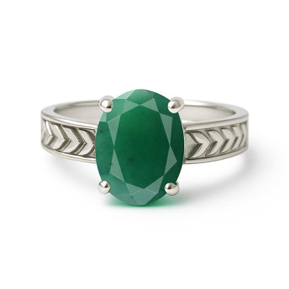 Royal Collection 925 Silver Emerald Gemstone Ring For Him