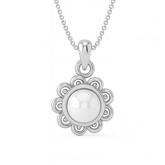 Bold & Stylish Sterling Silver Pearl Stone Pendant