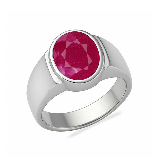 Premium Sterling Silver Men's Ruby Stone Ring