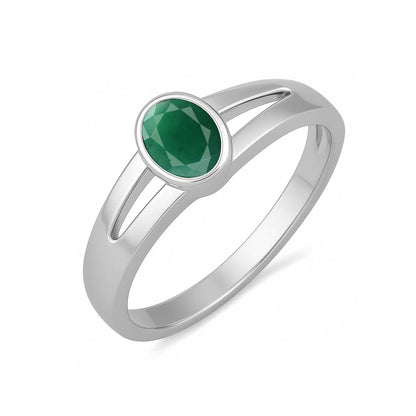 Authentic Vintage Sterling Silver Emerald Stone Ring for Gentleman