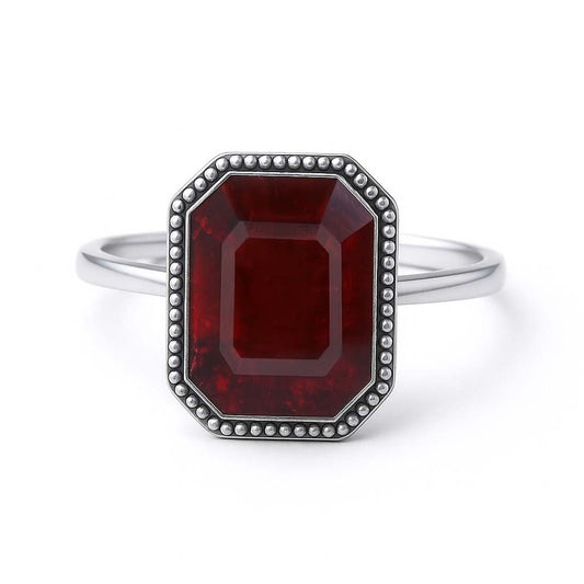 Luxury 925 Sterling Silver Hessonite Garnet Ring for Women