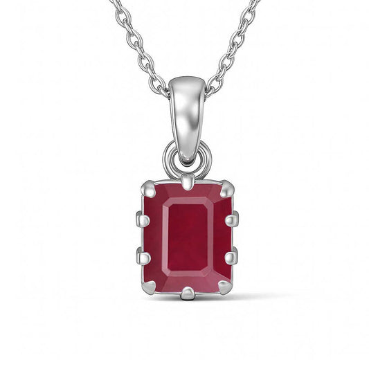 Vintage Style Ruby Pendant in Sterling Silver