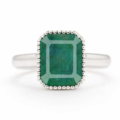 Handcrafted Sterling Silver Premium Emerald Gemstone Ring for Him