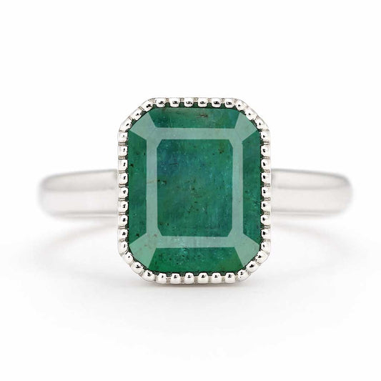 Handcrafted Sterling Silver Premium Emerald Gemstone Ring for Him