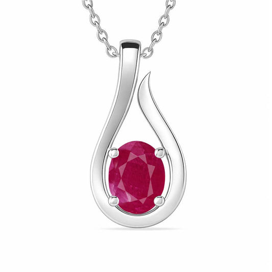 Timeless 925 Silver Ruby Stone Pendant