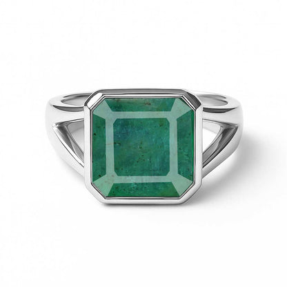 Modern 925 Sterling Silver Men's Emerald Stone Ring