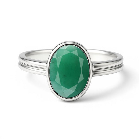 Royal Sterling Silver WoMen's Emerald Stone Ring