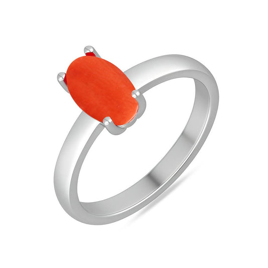 Men's Oval Cut Red Coral Ring for Men In 925 Sterling Silver