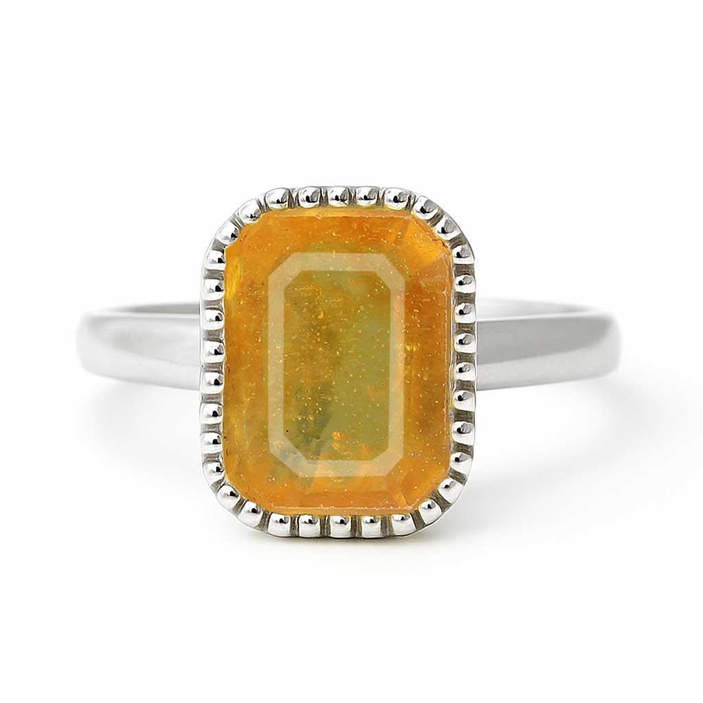 Classic Regal 925 Sterling Silver Women's Yellow Sapphire Ring