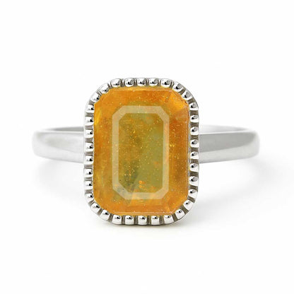 Classic Regal 925 Sterling Silver Women's Yellow Sapphire Ring