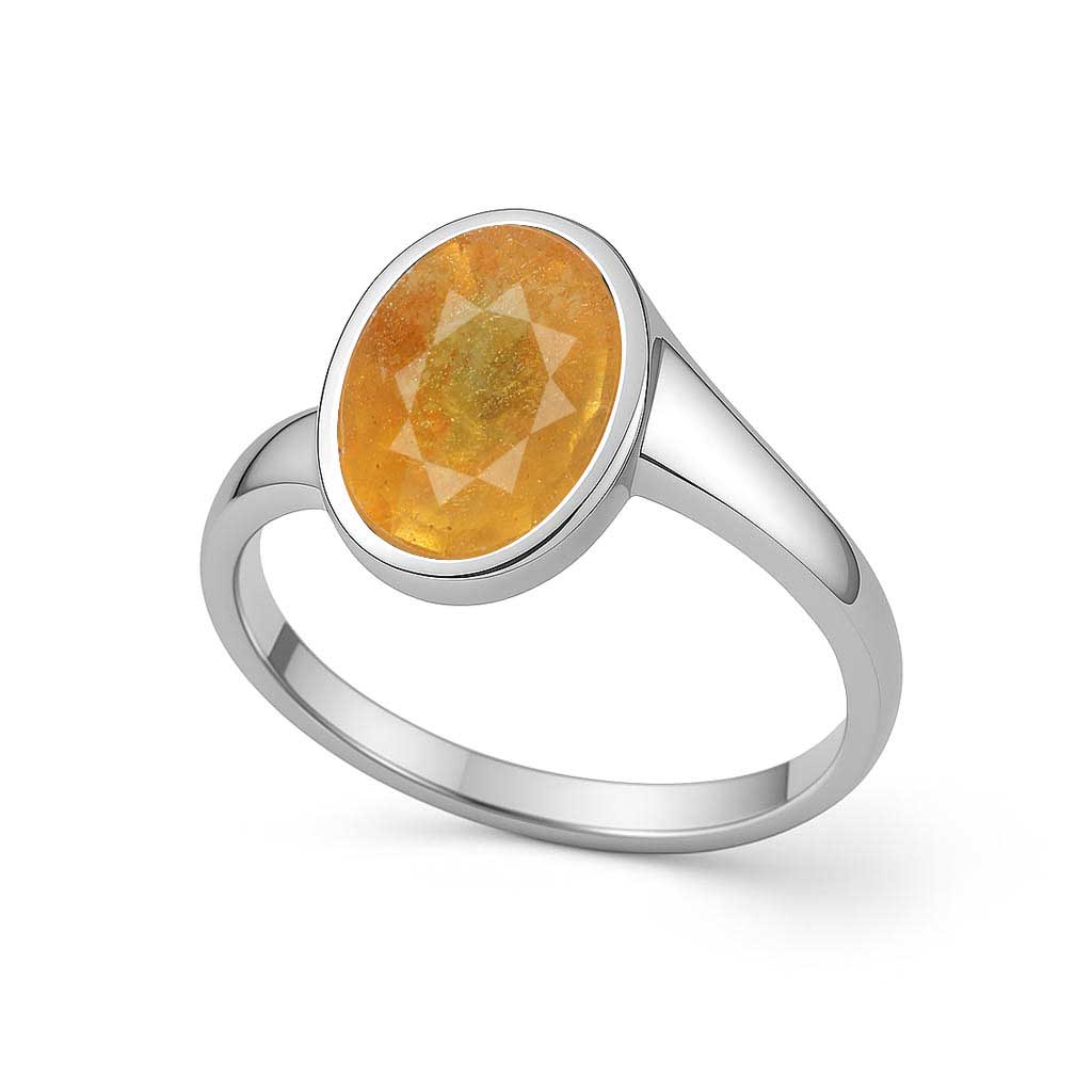 Stylish 925 Sterling Silver Yellow Sapphire Ring For Female