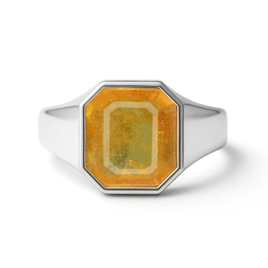 Bold & Stylish 925 Silver Men's Yellow Sapphire Stone Ring