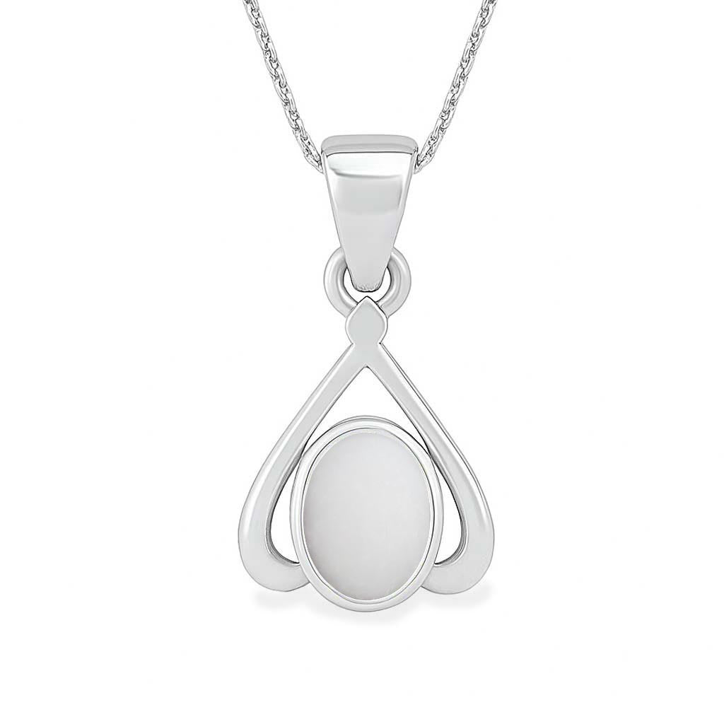 Classic Sterling Silver Opal Gemstone Pendant