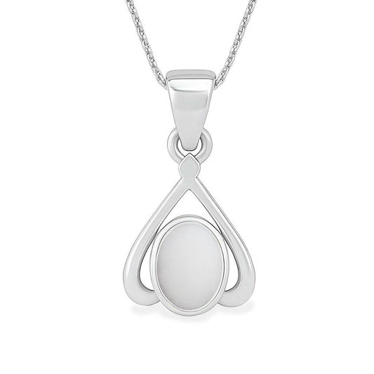 Classic Sterling Silver Opal Gemstone Pendant