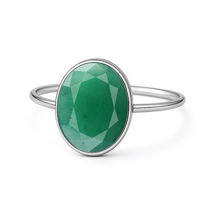 Modern Pure Sterling Silver WoMen's Emerald Stone Ring