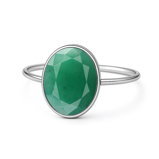 Modern Pure Sterling Silver WoMen's Emerald Stone Ring