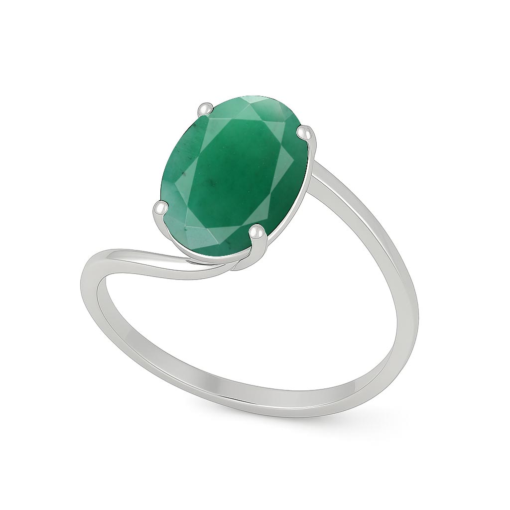Modern 925 Sterling Silver Emerald Stone Ring for Women