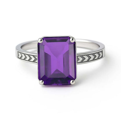 Traditional 925 Silver Amethyst Gemstone Ring for Men