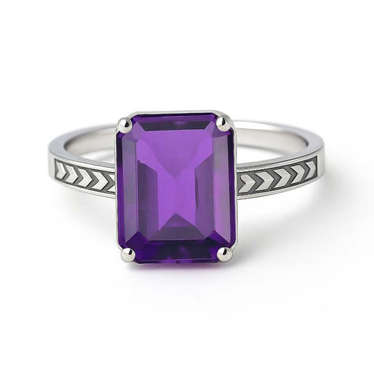 Traditional 925 Silver Amethyst Gemstone Ring for Men