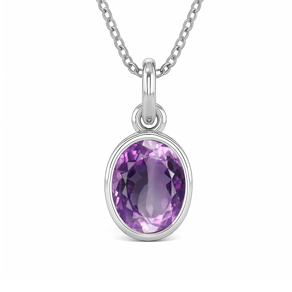 Classic Sterling Silver Natural Amethyst Pendant
