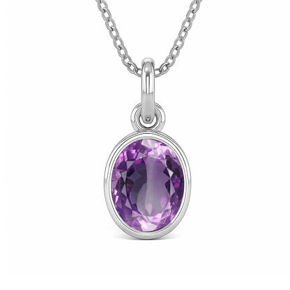 Classic Sterling Silver Natural Amethyst Pendant