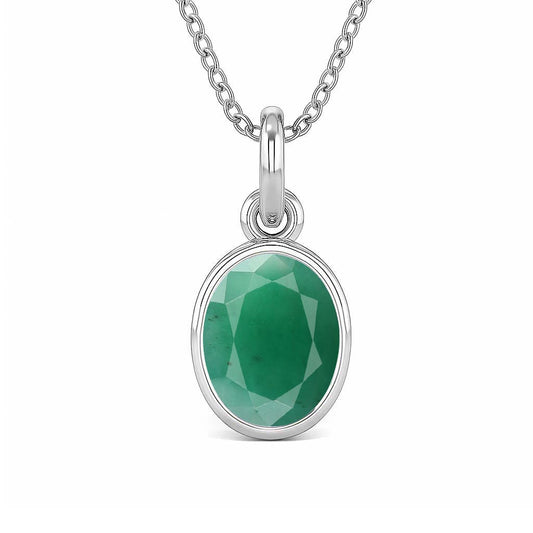 Modern Design Emerald Stone Pendant in Silver