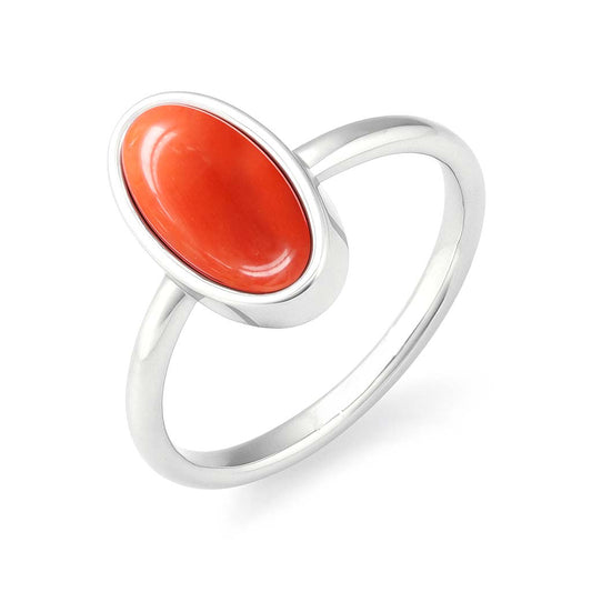 Vintage 925 Sterling Silver Women’s Red Coral Ring