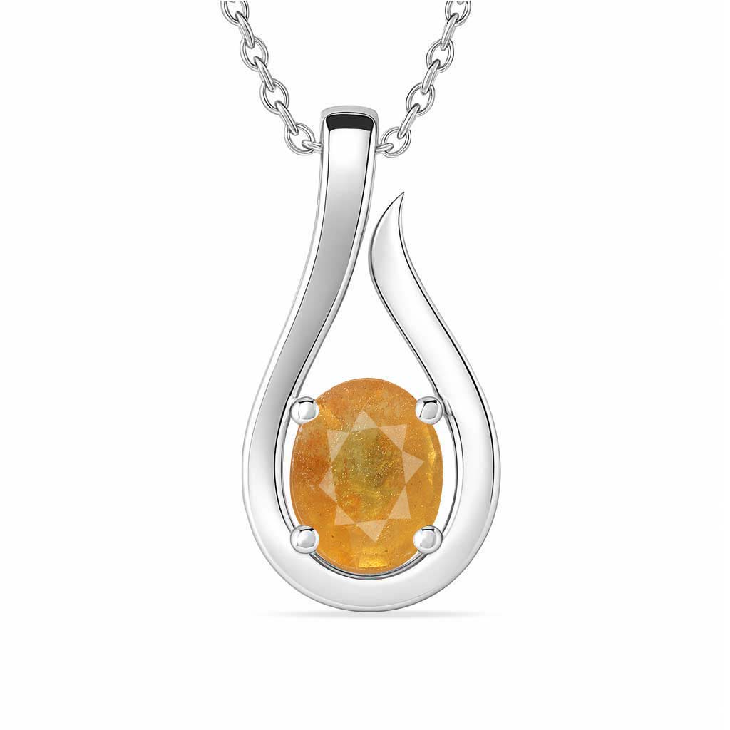 Pure Sterling Silver Yellow Sapphire Pendant