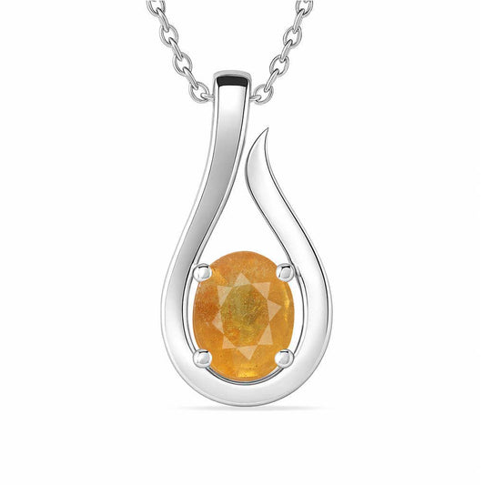 Pure Sterling Silver Yellow Sapphire Pendant