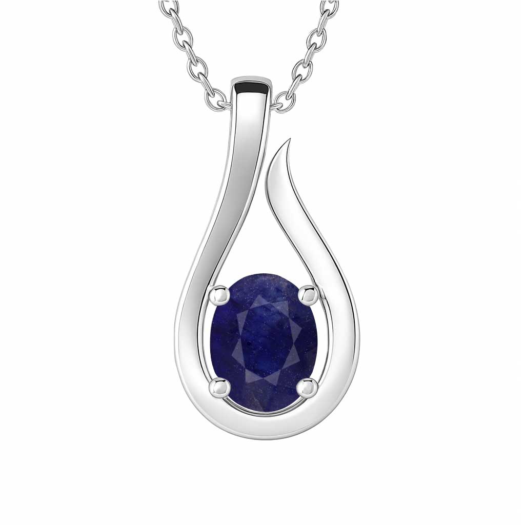 Vintage Style Blue Sapphire Pendant in Sterling Silver