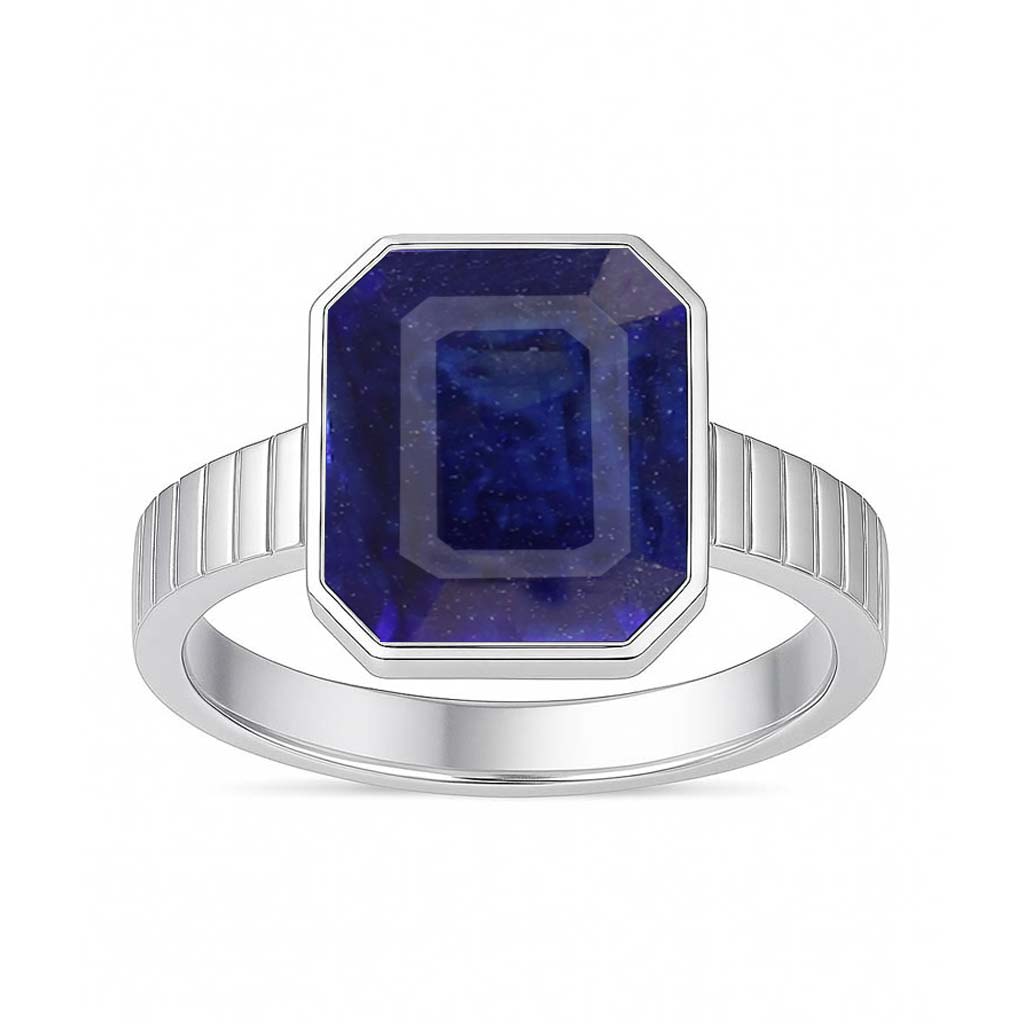 Sterling Silver Blue Sapphire Stone Ring For Men