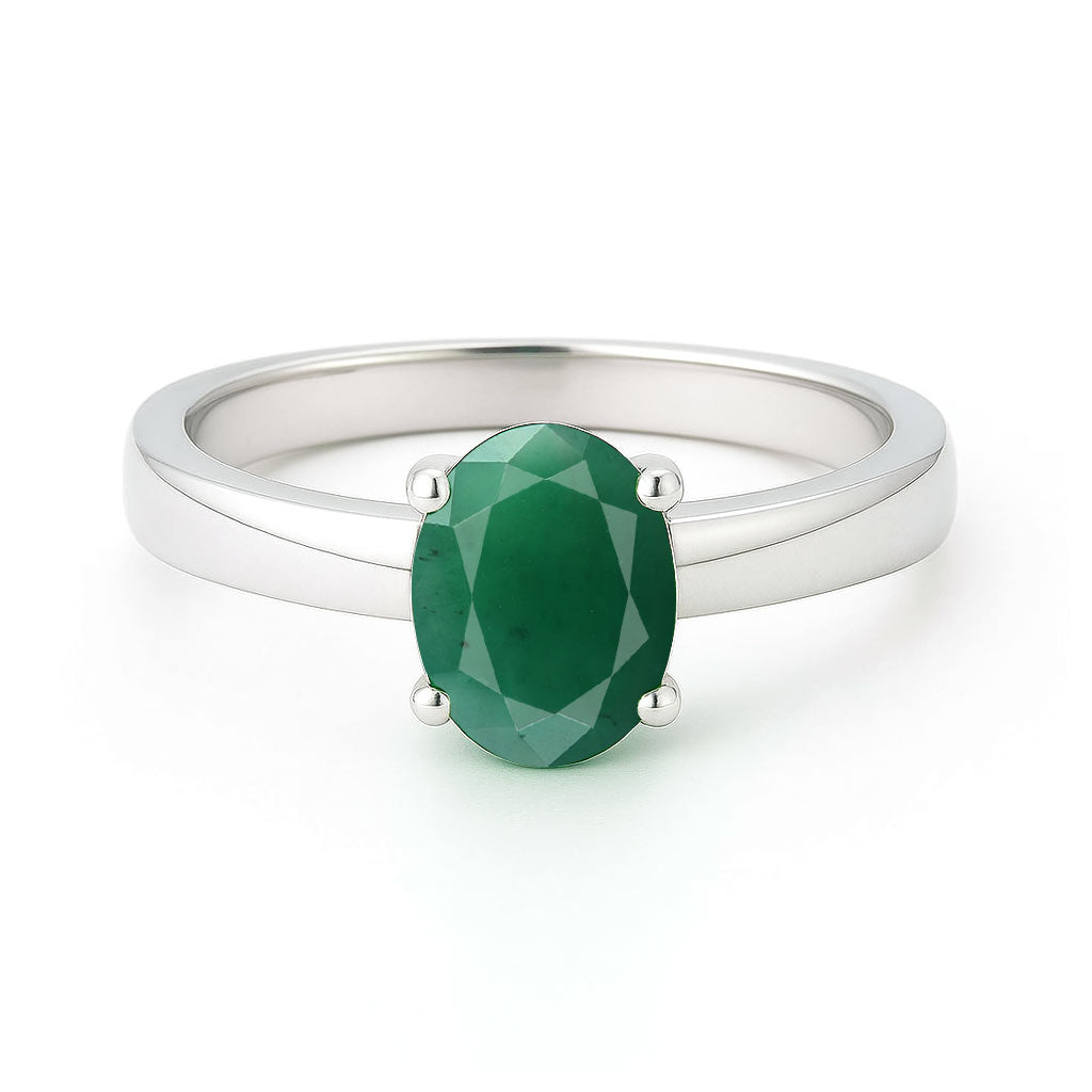 Designer 925 Sterling Silver Emerald Stone Ring for Female