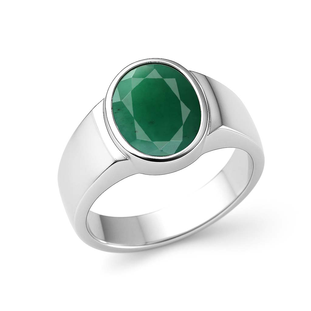 Premium 925 Sterling Silver Men's Emerald Stone Ring