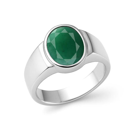 Premium 925 Sterling Silver Men's Emerald Stone Ring