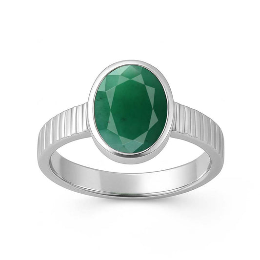 Handcrafted Sterling Silver Premium Emerald Gemstone Ring for Him