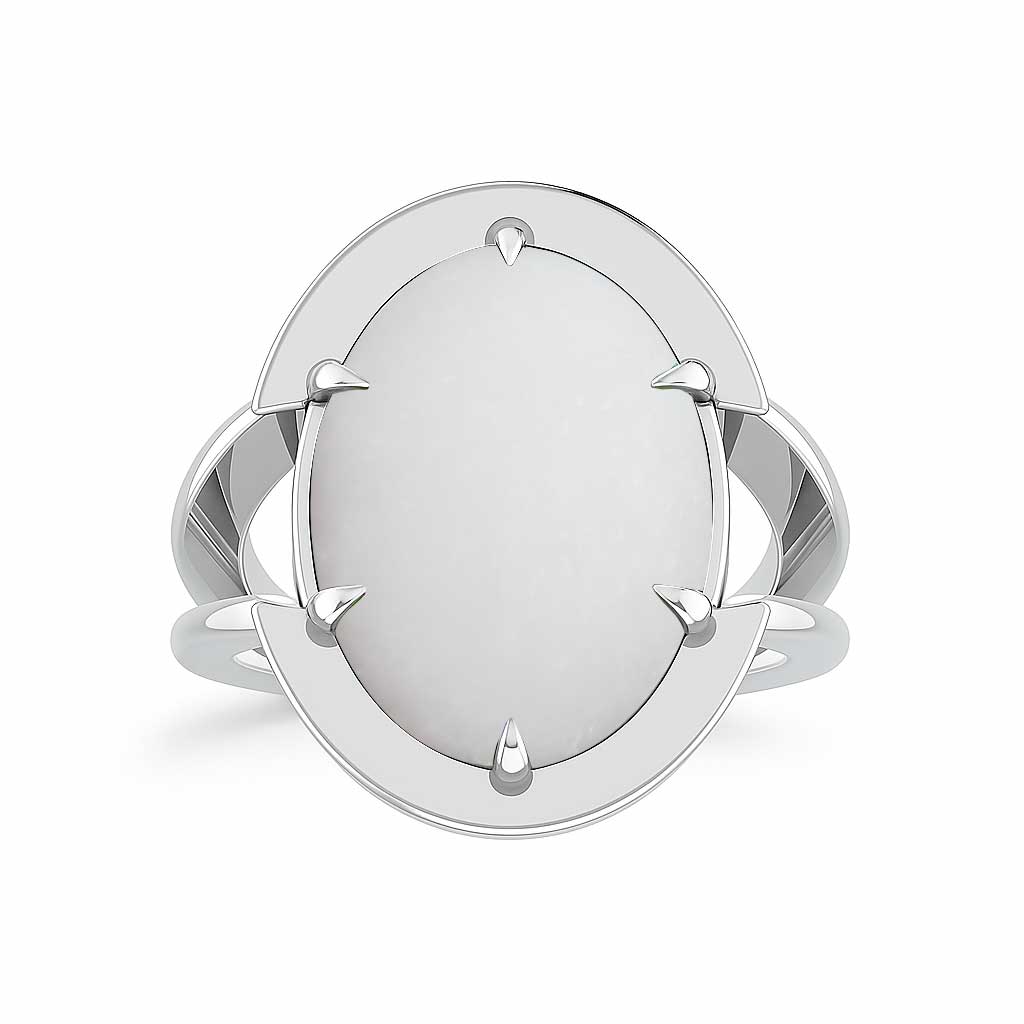 Premium Royal Women's Sterling Silver Opal Gemstone Ring