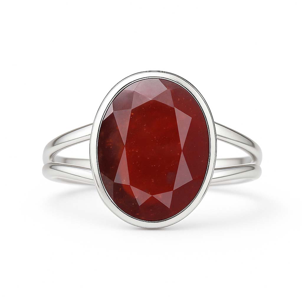 Elegant 925 Silver Hessonite Gomed Stone Ring for Her