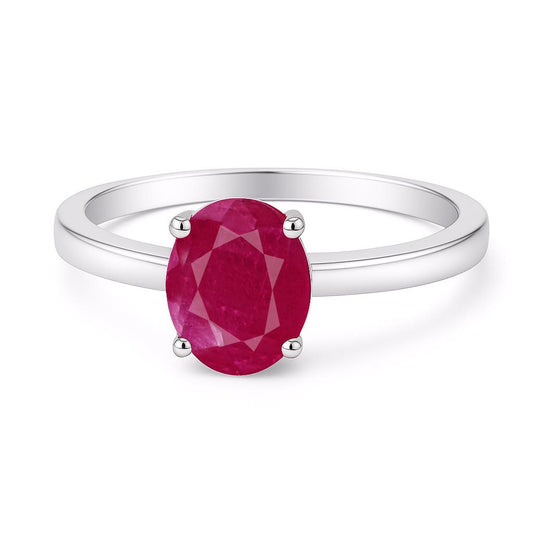 Classic Sterling Silver WoMen's Ruby Stone Ring