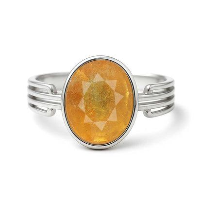 Designer 925 Sterling Silver Men's Yellow Sapphire Ring