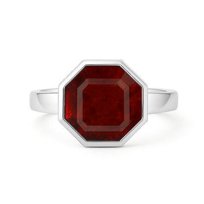 Classic 925 Sterling Silver Hessonite Garnet Ring for Women